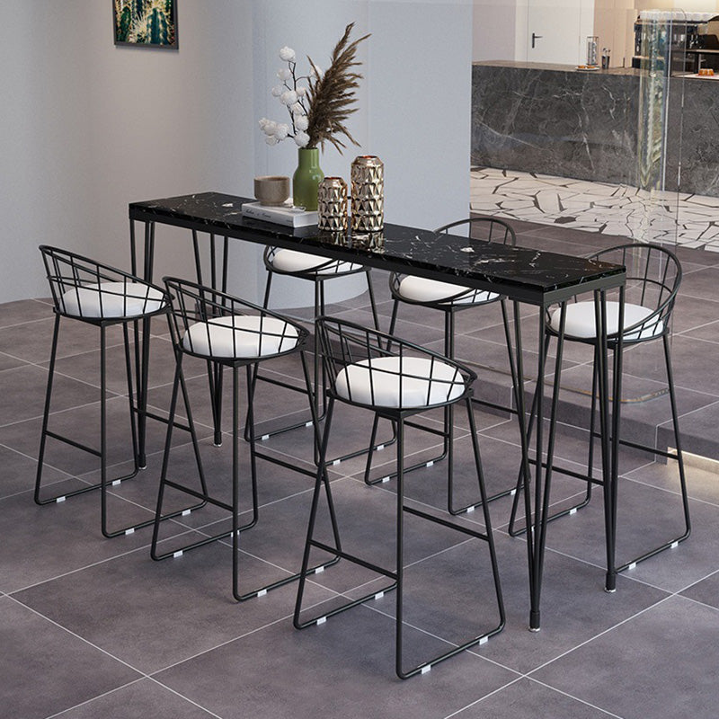 Polished Finish Industrial Marble Bar Table Rectangle Bistro Table for Small Places