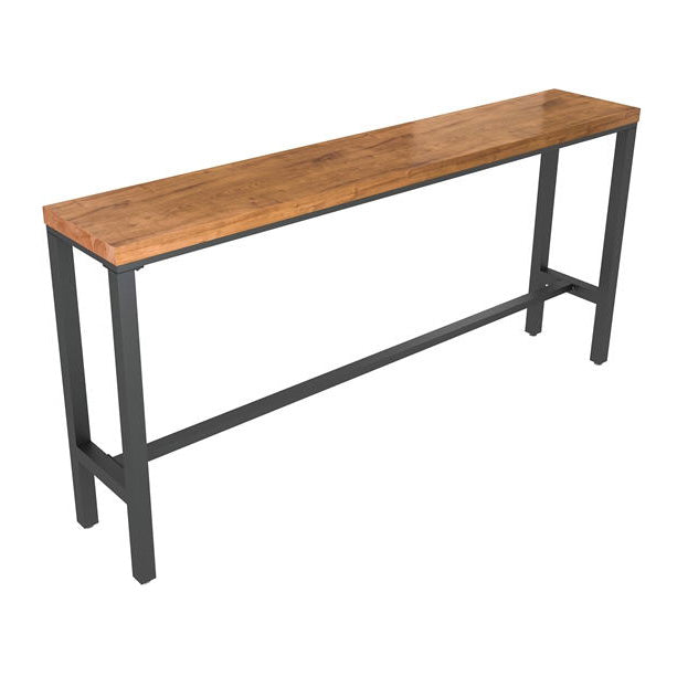 Rectangular Pine Wood Top Bar Table Industrial Bar Table with Black Trestle Base