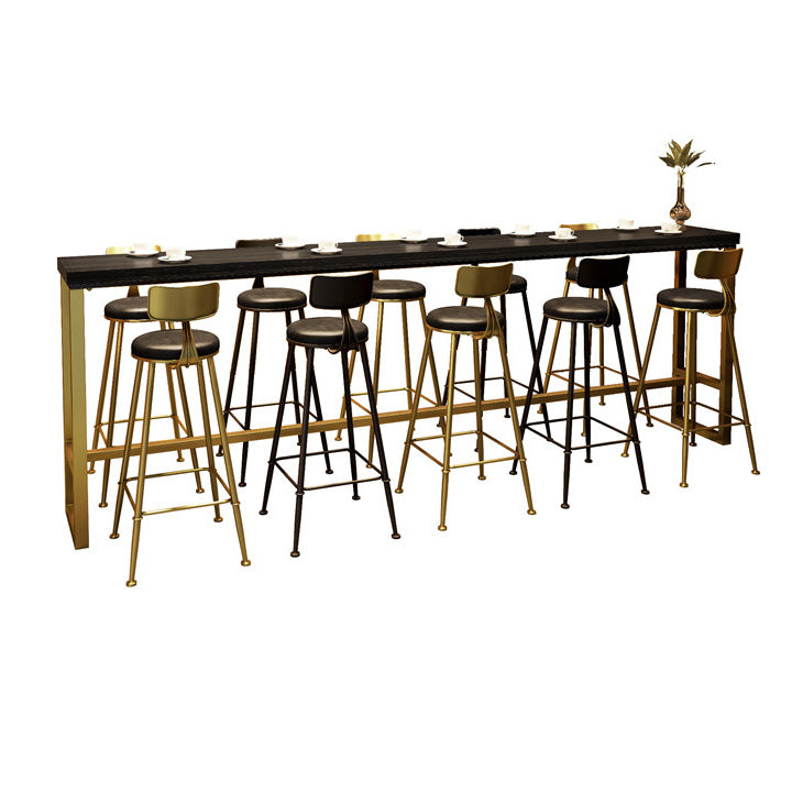 Glam Style Rectangle Bar Table Black Solid Wood Bar Dining Table