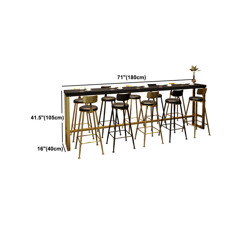 Glam Style Rectangle Bar Table Black Solid Wood Bar Dining Table