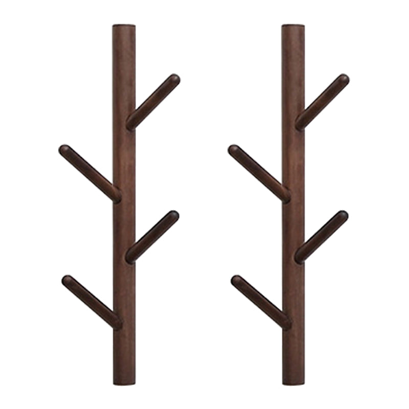 Wood Entry Hall Tree Wall-Mounted Hooks Modern Coat Hanger Coat Hanger