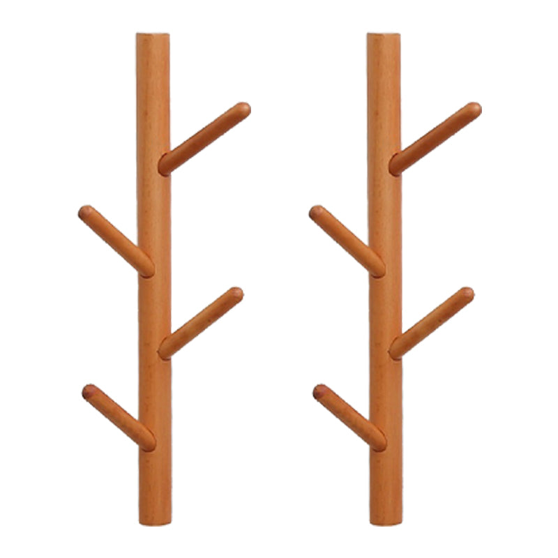 Wood Entry Hall Tree Wall-Mounted Hooks Modern Coat Hanger Coat Hanger