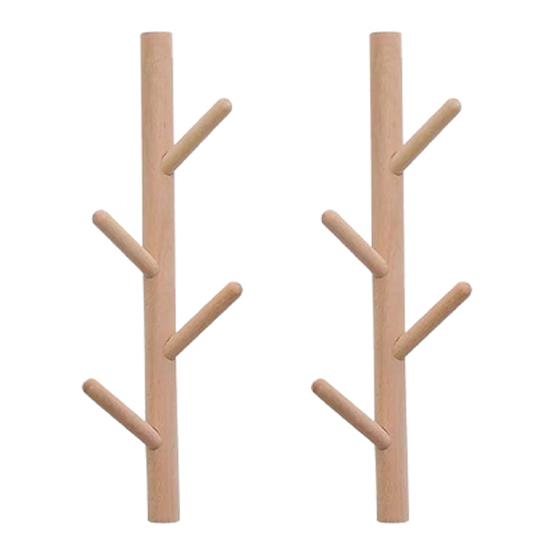 Wood Entry Hall Tree Wall-Mounted Hooks Modern Coat Hanger Coat Hanger