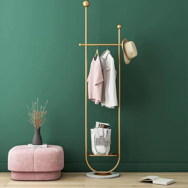 Metal Hall Stand Hooks Hanging Rail Entryway Kit Coat Rack with Shelf