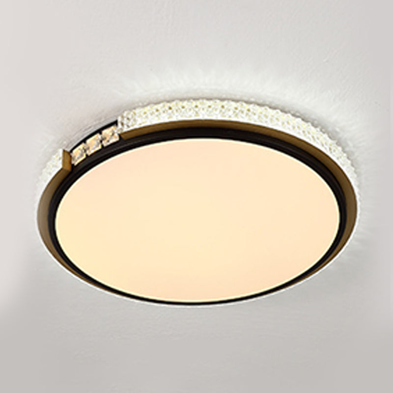 Modern Ceiling Light Round LED Flush Mount Light with Crystal for Living Room