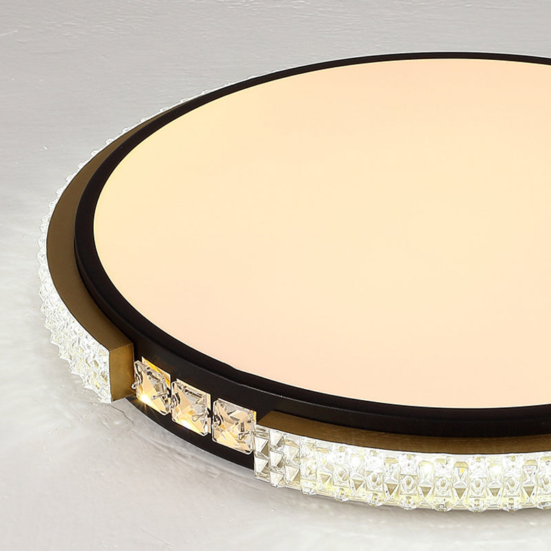 Modern Ceiling Light Round LED Flush Mount Light with Crystal for Living Room