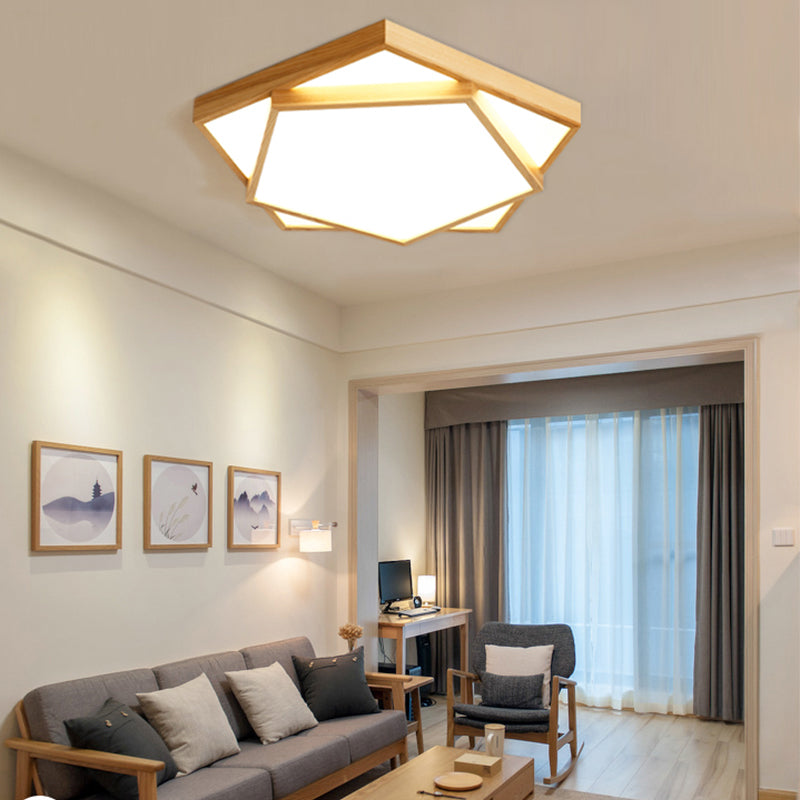 Wood Flush Light Modern Minimalist Flush Mount Light Fixtures for Living Room