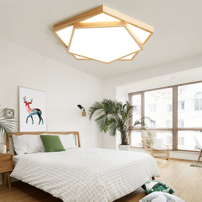 Wood Flush Light Modern Minimalist Flush Mount Light Fixtures for Living Room