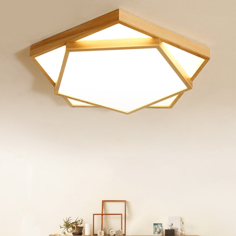 Wood Flush Light Modern Minimalist Flush Mount Light Fixtures for Living Room