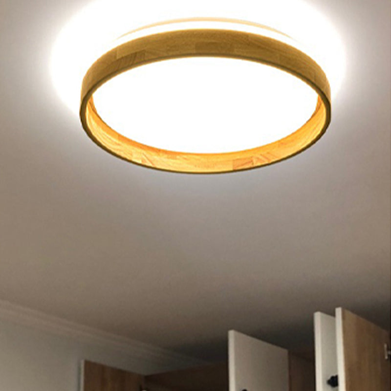 Wood Flush Light Modern Minimalist Style Flush Mount Light Fixtures for Living Room