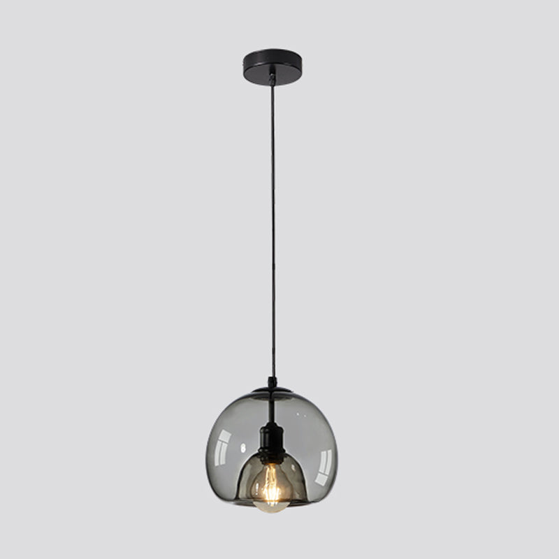 1 / 3 - Light Island Pendant Light in Dark Black Metal and Glass Ceiling Pendant Fixture