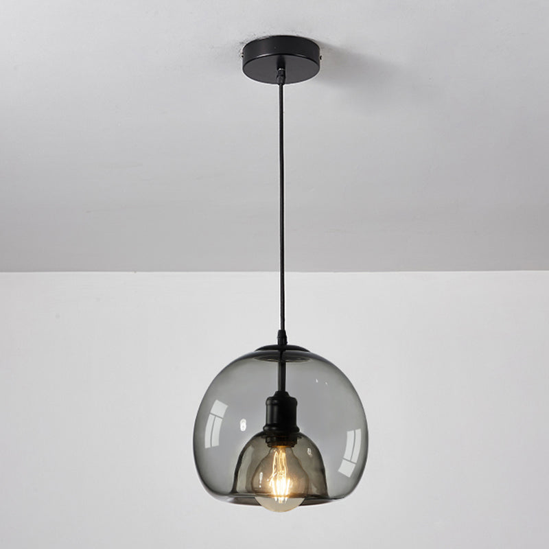 1 / 3 - Light Island Pendant Light in Dark Black Metal and Glass Ceiling Pendant Fixture