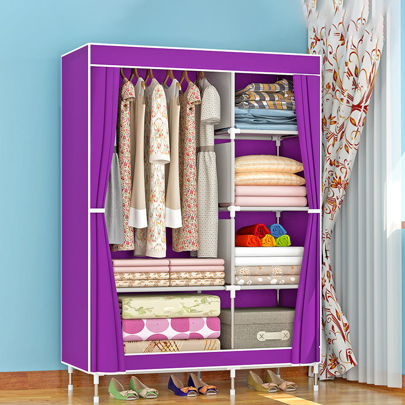 Metal Frame Home Wardrobe Modern Style Wardrobe Armoire with Shelves