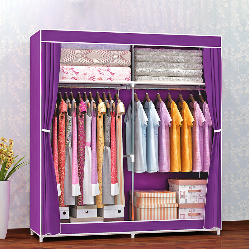 Metal Frame Home Wardrobe Modern Style Wardrobe Armoire with Shelves