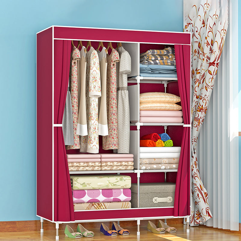 Metal Frame Home Wardrobe Modern Style Wardrobe Armoire with Shelves