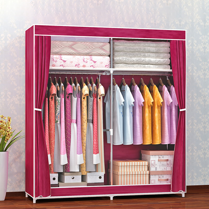 Metal Frame Home Wardrobe Modern Style Wardrobe Armoire with Shelves