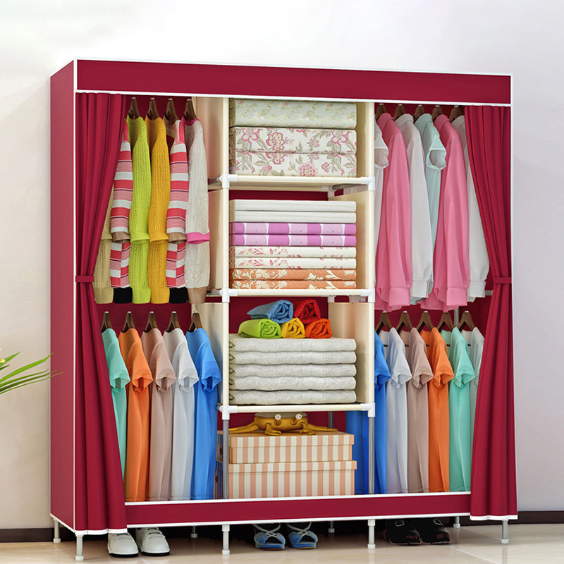 Metal Frame Home Wardrobe Modern Style Wardrobe Armoire with Shelves