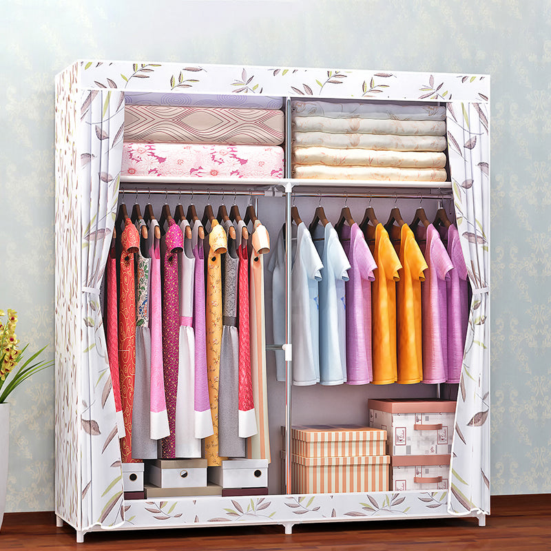 Metal Frame Home Wardrobe Modern Style Wardrobe Armoire with Shelves