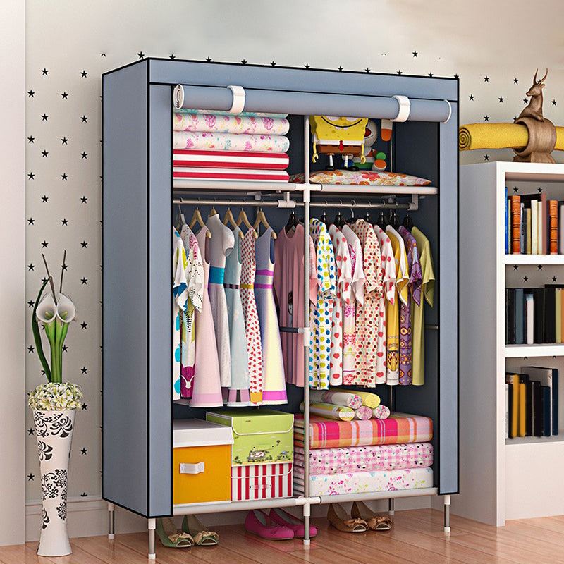 Metal Frame Home Wardrobe Modern Style Wardrobe Armoire with Shelves