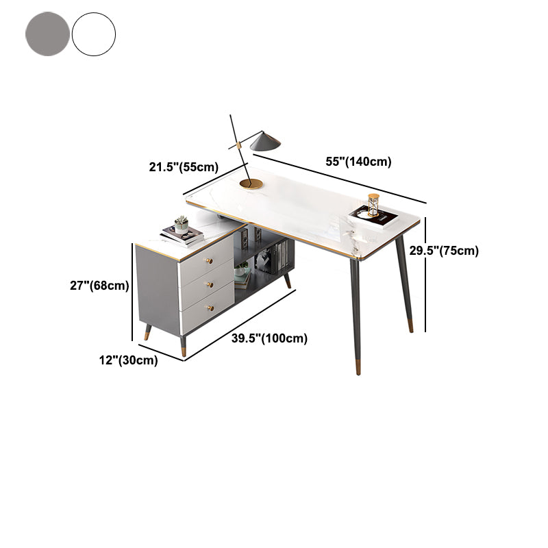 Manufactured Wood Rectangular Office Desk Light Luxury Writing Desk with Locker