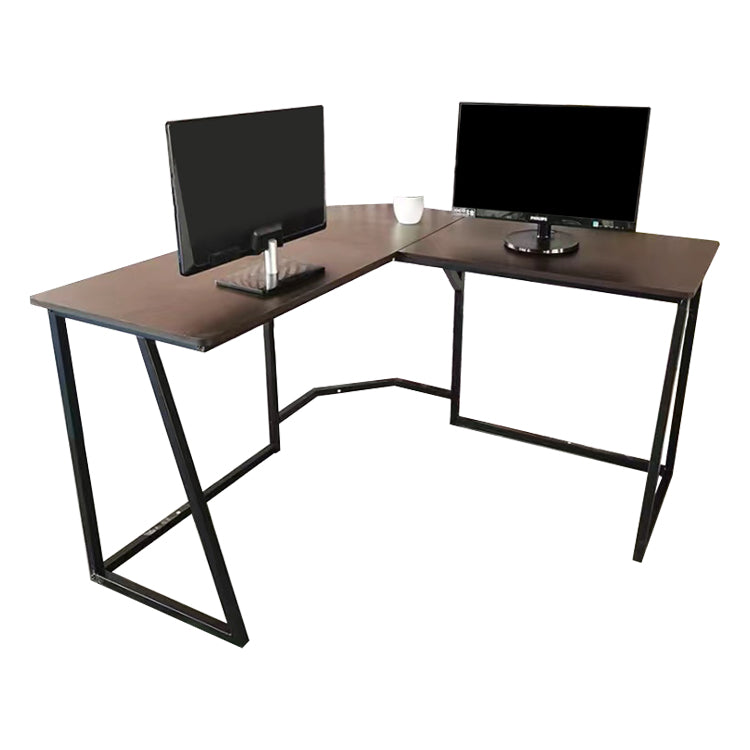 Industrial L-Shape Office Desk Solid Wood Writing Desk for Home