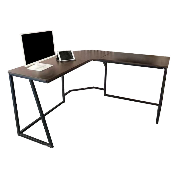 Industrial L-Shape Office Desk Solid Wood Writing Desk for Home