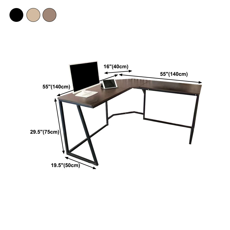 Industrial L-Shape Office Desk Solid Wood Writing Desk for Home