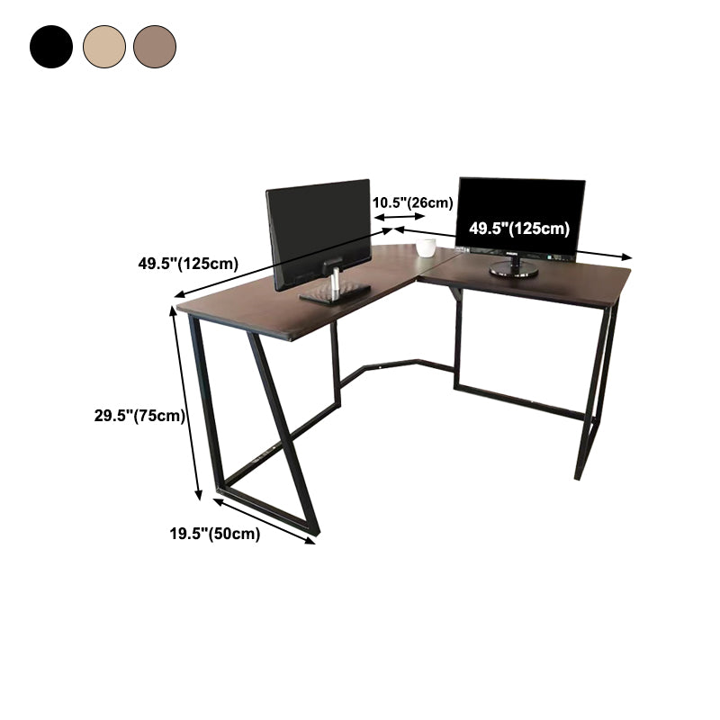 Industrial L-Shape Office Desk Solid Wood Writing Desk for Home