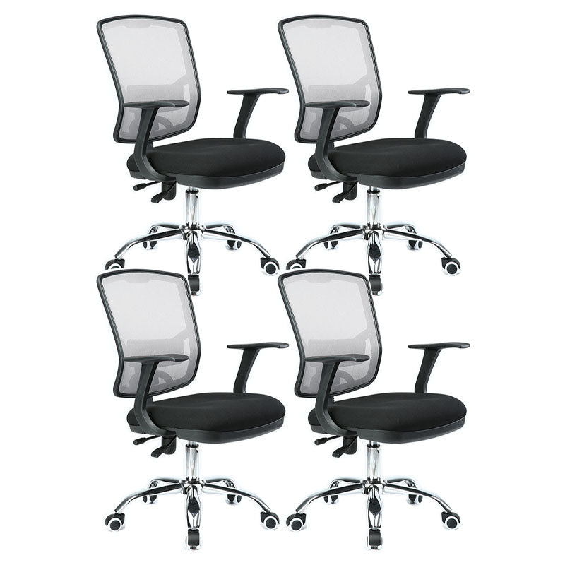 Contemporary Mesh Computer Chair Mid-Back Desk Chair with Wheels in Gray