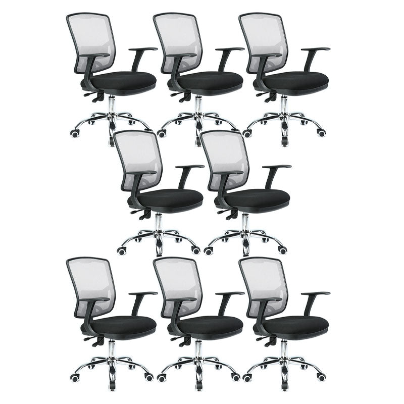 Contemporary Mesh Computer Chair Mid-Back Desk Chair with Wheels in Gray