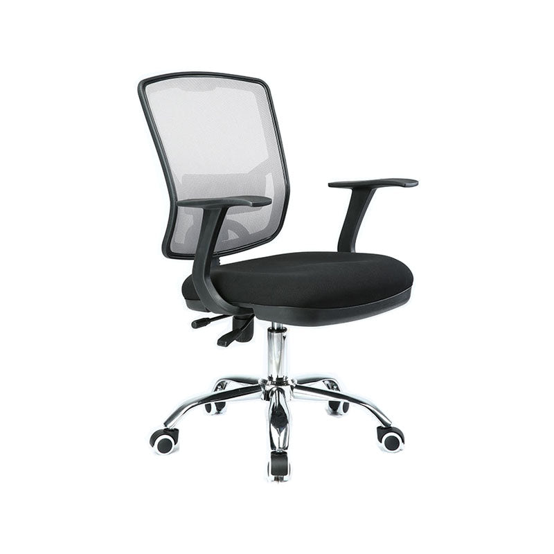 Contemporary Mesh Computer Chair Mid-Back Desk Chair with Wheels in Gray