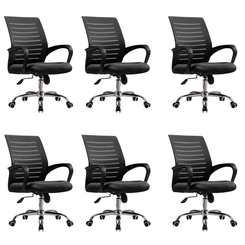 Steel Fixed Arms Office Chair Modern Height-adjustable Office Chair