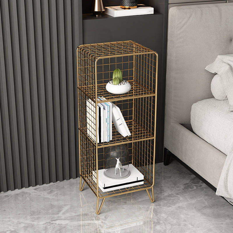 Modern Metal Nightstand Open Storage Shelf Included Iron Night Table with Legs