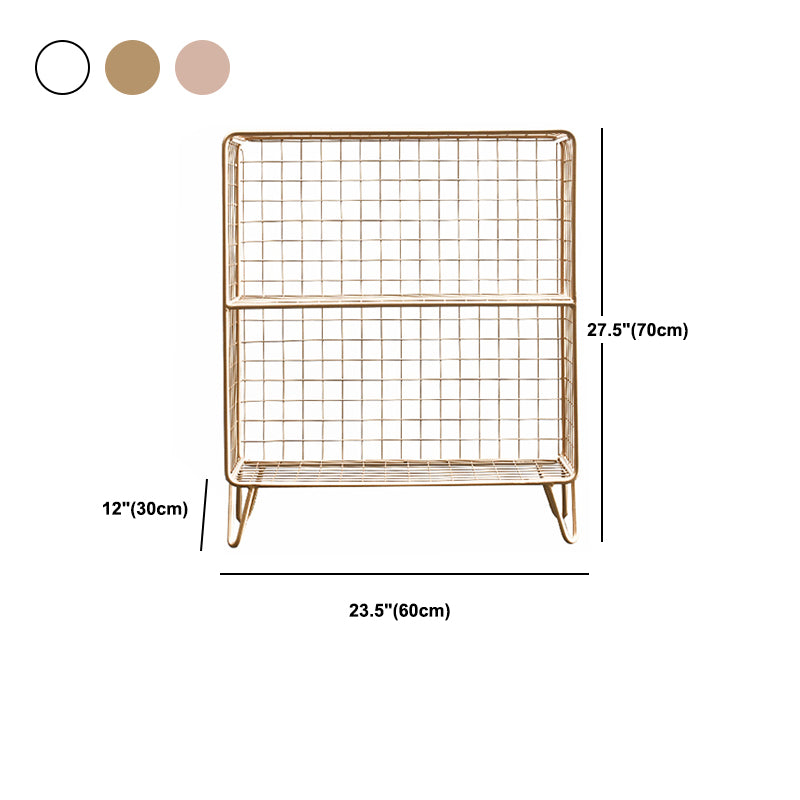 Modern Metal Nightstand Open Storage Shelf Included Iron Night Table with Legs