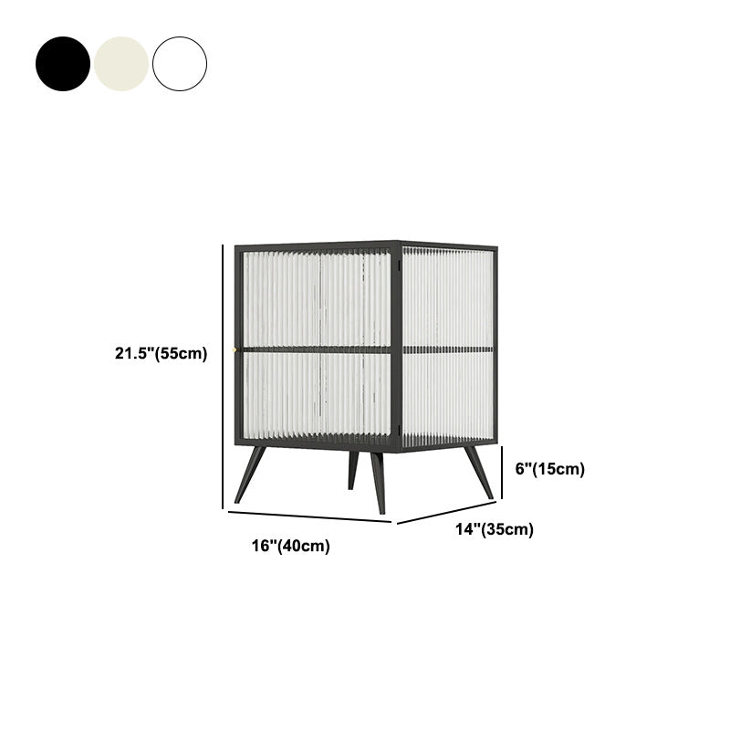 Modern Metal Night Table Iron 22 Inch Tall 1-Shelf Legs Included Bed Cabinet with Door