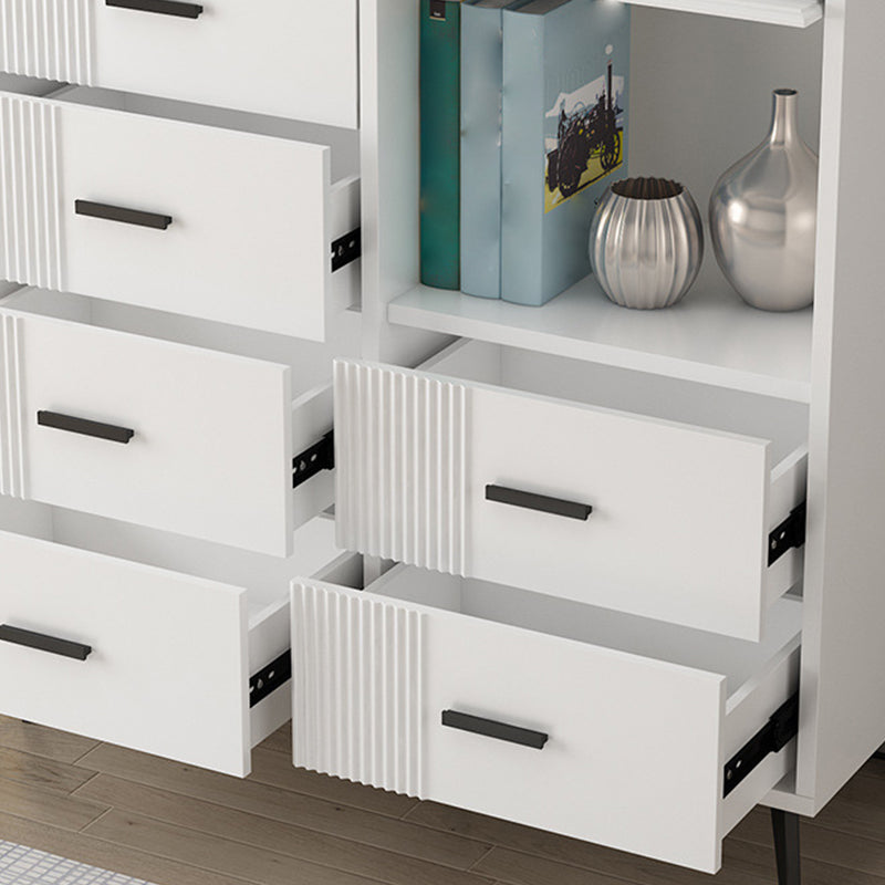 Modern Slate Top Combo Dresser Wooden Storage Chest Dresser in White / Grey