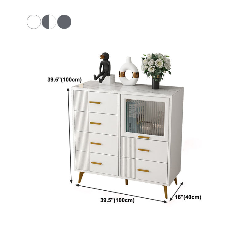 Modern Slate Top Combo Dresser Wooden Storage Chest Dresser in White / Grey