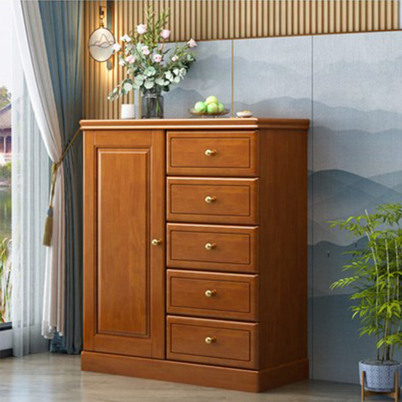 16" D Solid Wood Combo Dresser Modern Storage Chest Dresser with Drawers and Doors