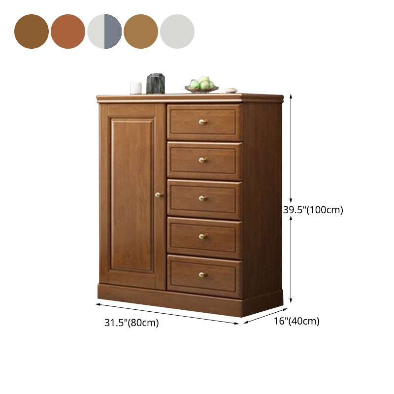 16" D Solid Wood Combo Dresser Modern Storage Chest Dresser with Drawers and Doors