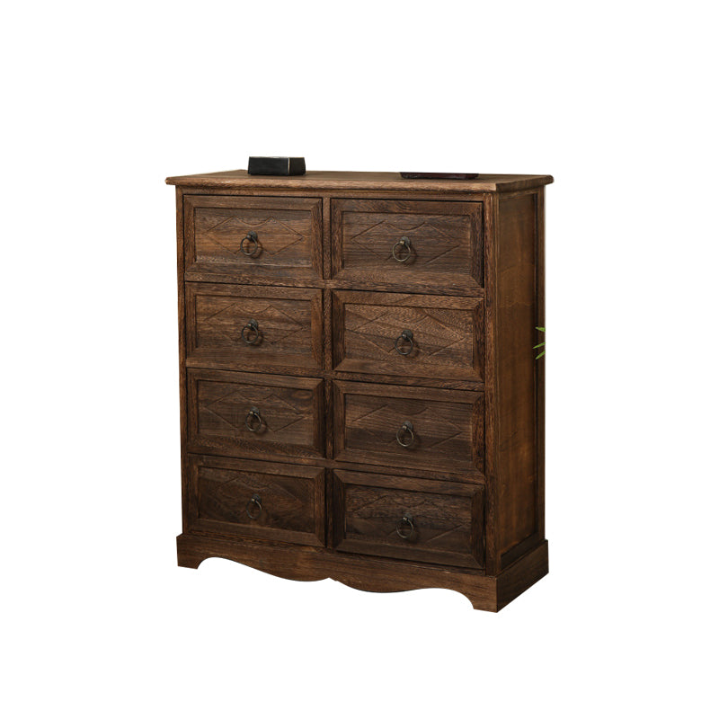 12" D Solid Wood Dresser Traditional Storage Chest Dresser with Drawers