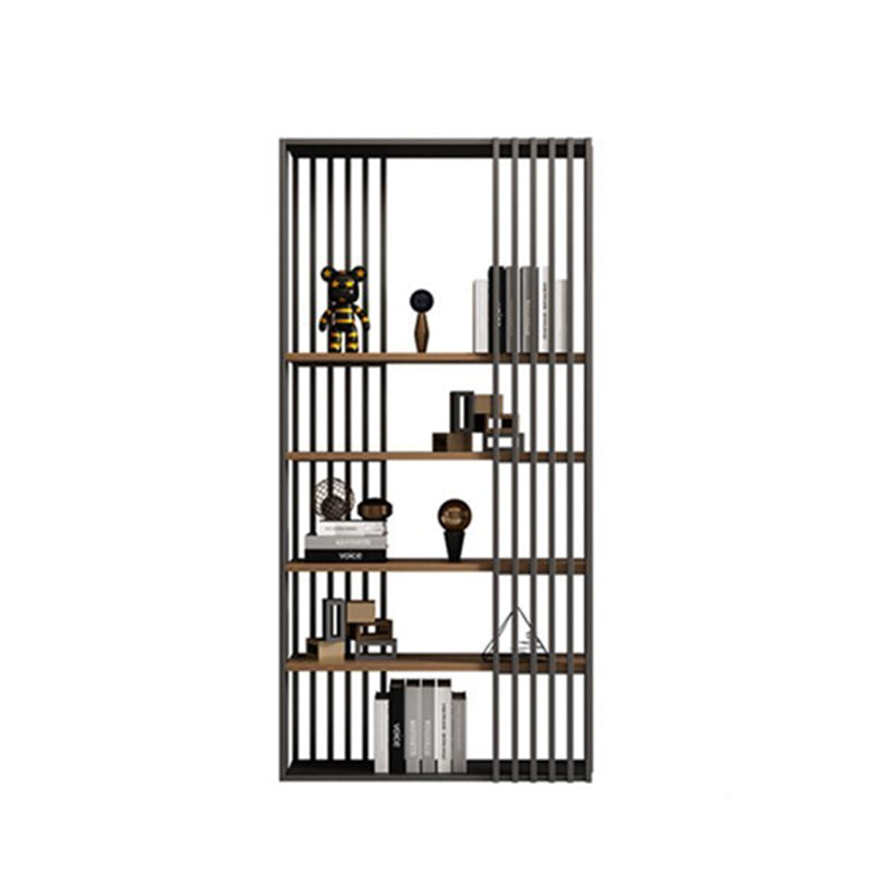 Black Iron Frame Bookshelf Modern Open Storage Bookcase with Multi Shelves