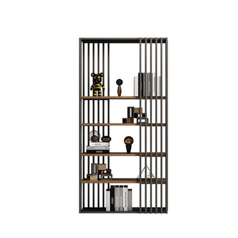 Black Iron Frame Bookshelf Modern Open Storage Bookcase with Multi Shelves