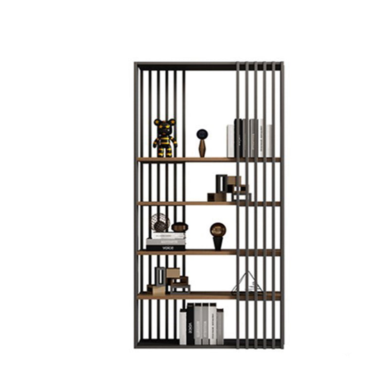 Black Iron Frame Bookshelf Modern Open Storage Bookcase with Multi Shelves