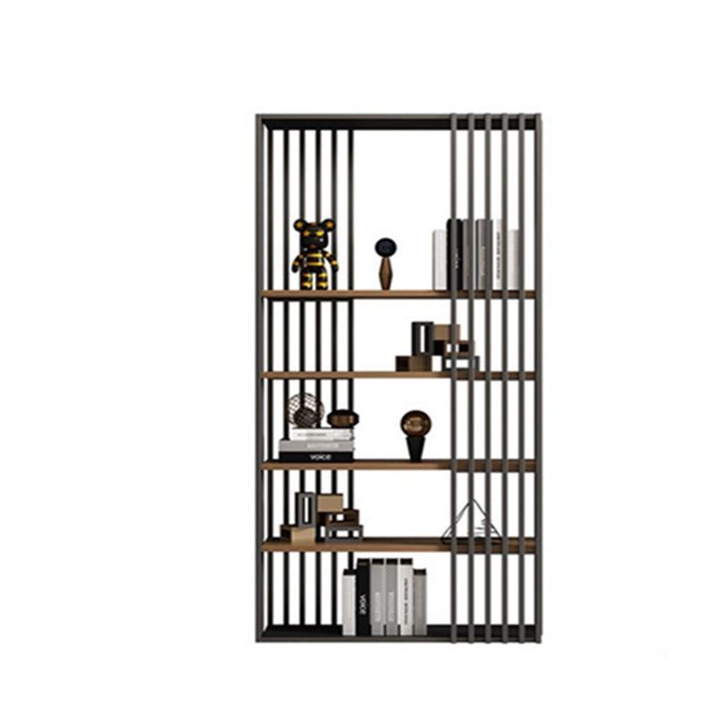 Black Iron Frame Bookshelf Modern Open Storage Bookcase with Multi Shelves