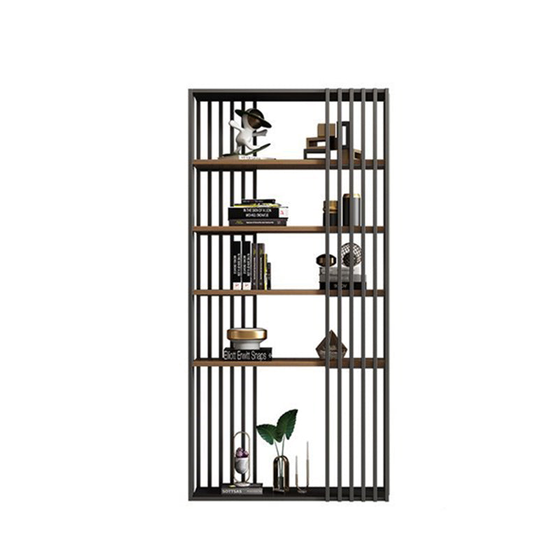 Black Iron Frame Bookshelf Modern Open Storage Bookcase with Multi Shelves