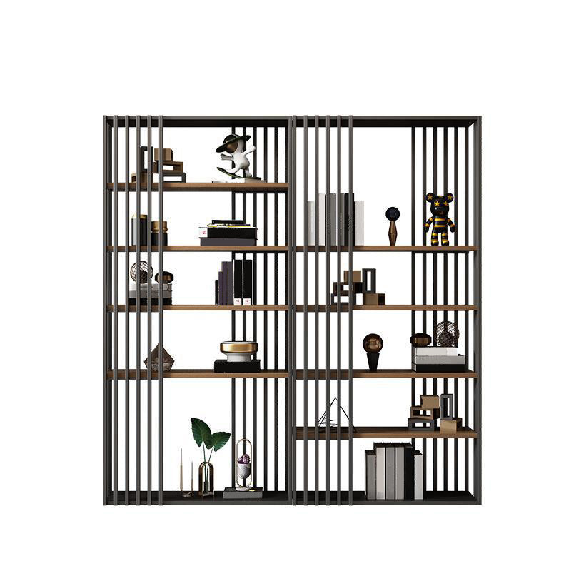 Black Iron Frame Bookshelf Modern Open Storage Bookcase with Multi Shelves