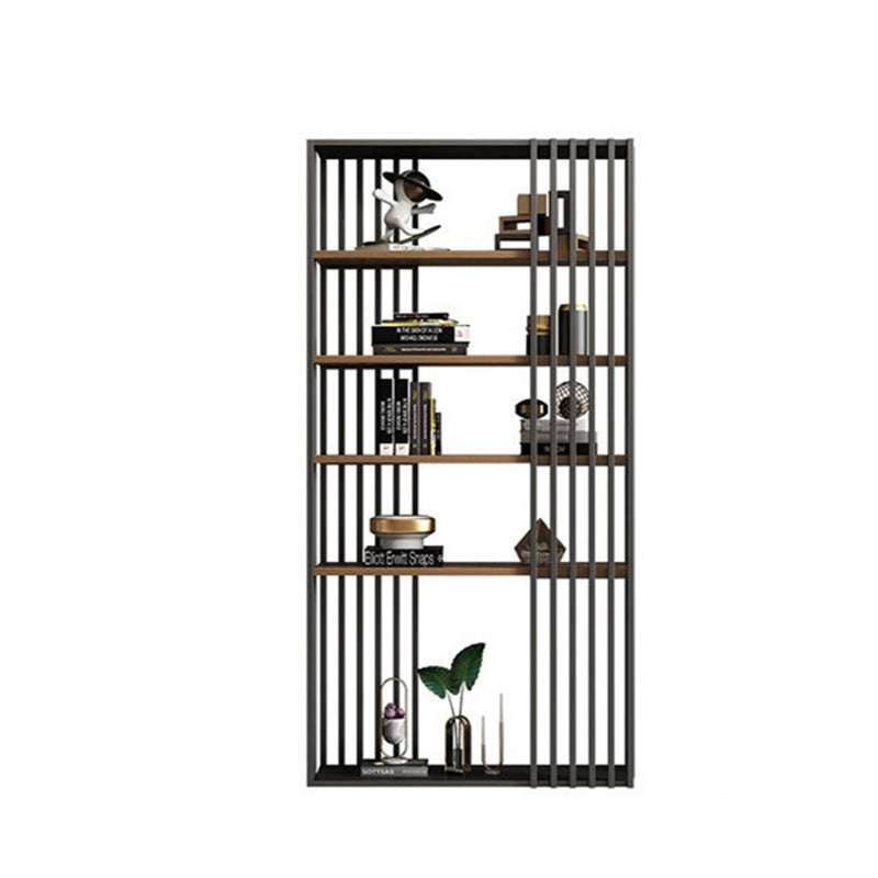 Black Iron Frame Bookshelf Modern Open Storage Bookcase with Multi Shelves