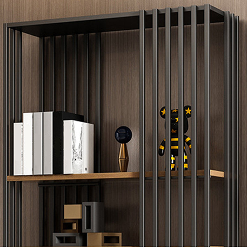 Black Iron Frame Bookshelf Modern Open Storage Bookcase with Multi Shelves