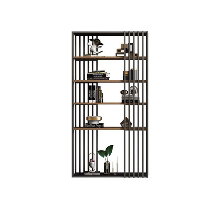 Black Iron Frame Bookshelf Modern Open Storage Bookcase with Multi Shelves