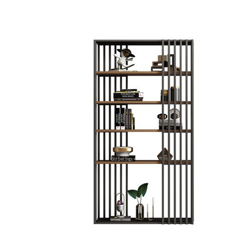 Black Iron Frame Bookshelf Modern Open Storage Bookcase with Multi Shelves